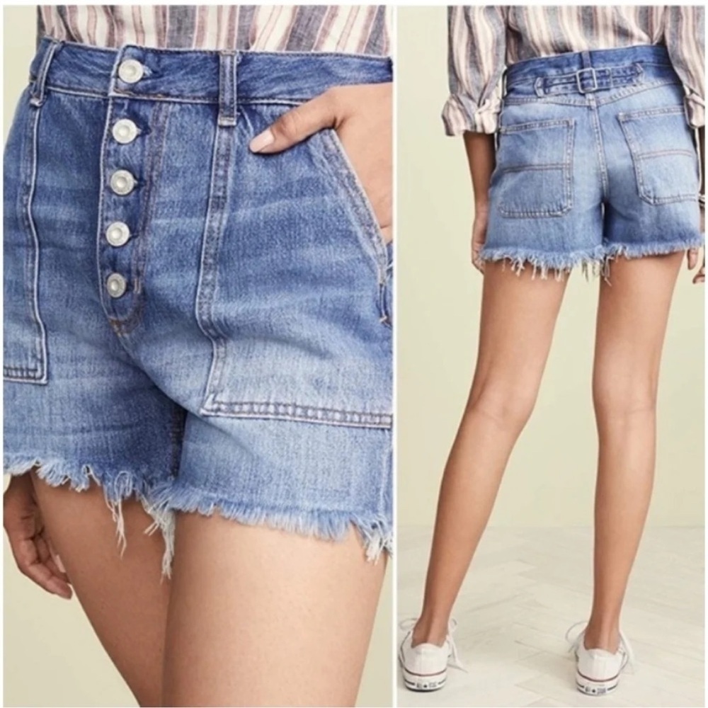 Free People We the Free Jesse Carpenter Shorts Size 24 Cotton High Rise Frayed